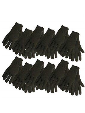 Mens Brown Work Gloves Cotton Jersey Knit Cuff Large 12 Pair Durable Grip